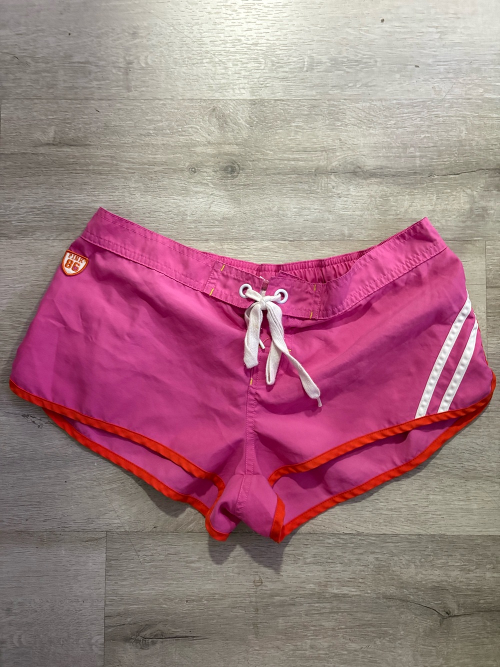 PINK Victoria's Secret Hot Pink Athletic Shorts with Orange Trim
